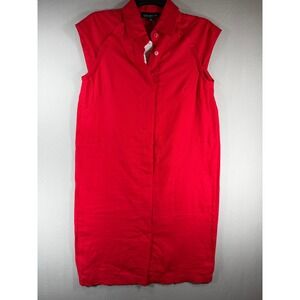 Jones New York Collection Petite Red 100% Linen Sleeveless Shift Dress 4P NEW